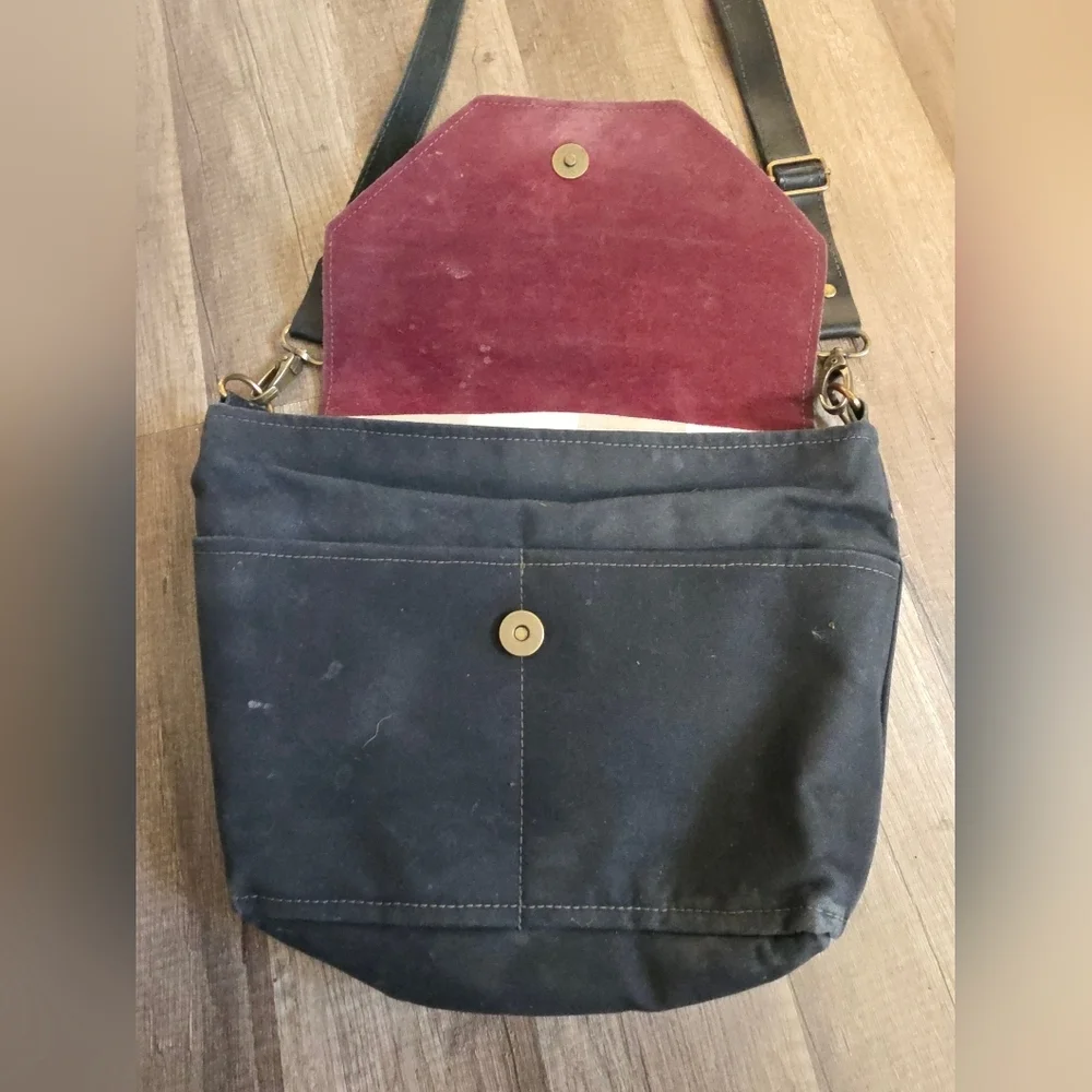 R.Riveter Usa Handmade Leather Canvas Messnger Bag Crossbody Black Designer